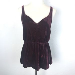 Ecote Urban Outfitters Velvet Peplum Tank Top S